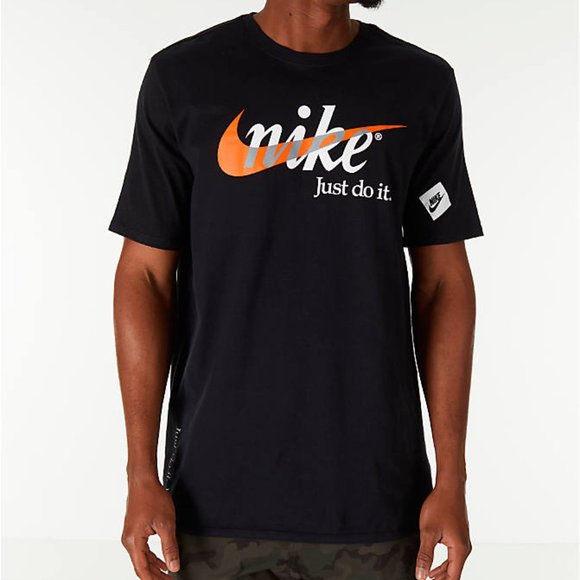 nike just do it shirt black and orange 